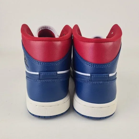 Nike Air Jordan 1 Mid Blue Red Women's Basketball Sneakers - Picture 5 of 12